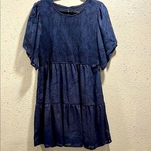 Navy Blue Textured Dress